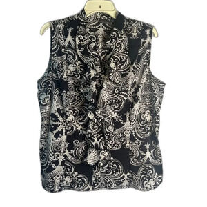 Covington Black and White Sleeveless Tank Top Blouse Abstract‎ Geo Size XL